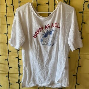 Talbots White Tee with Red and Blue Clam Design
